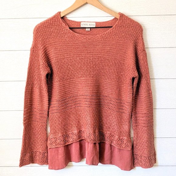 Knox Rose Mauve Pink Layered Sweater S